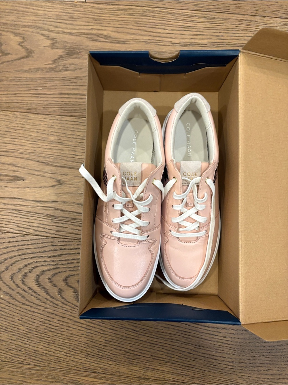 Cole Haan Blush Pink Leather Lace-Up Sneakers